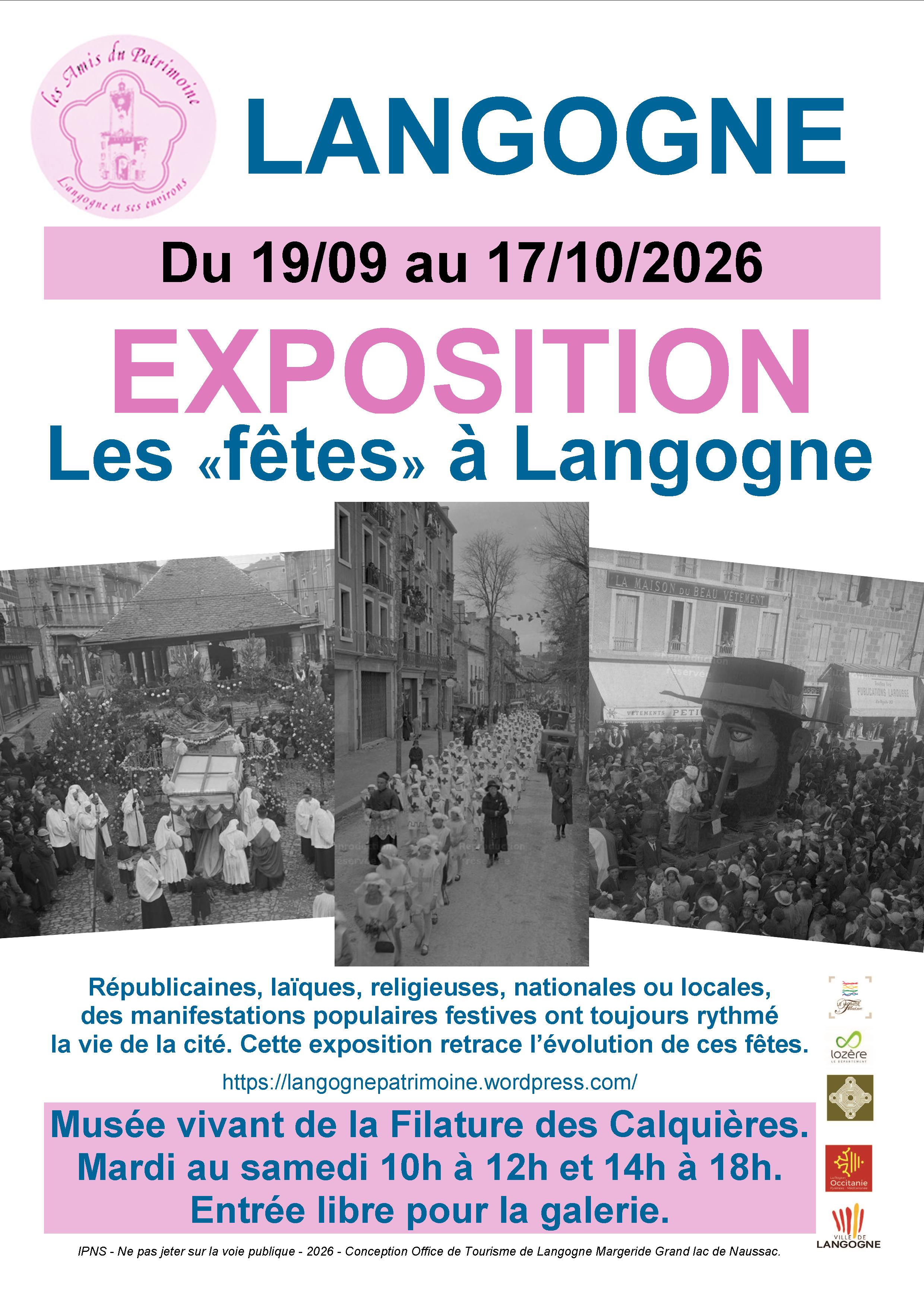 Affiche de l'exposition Les fêtes à Langogne, du 19 septembre au 17 octobre 2026