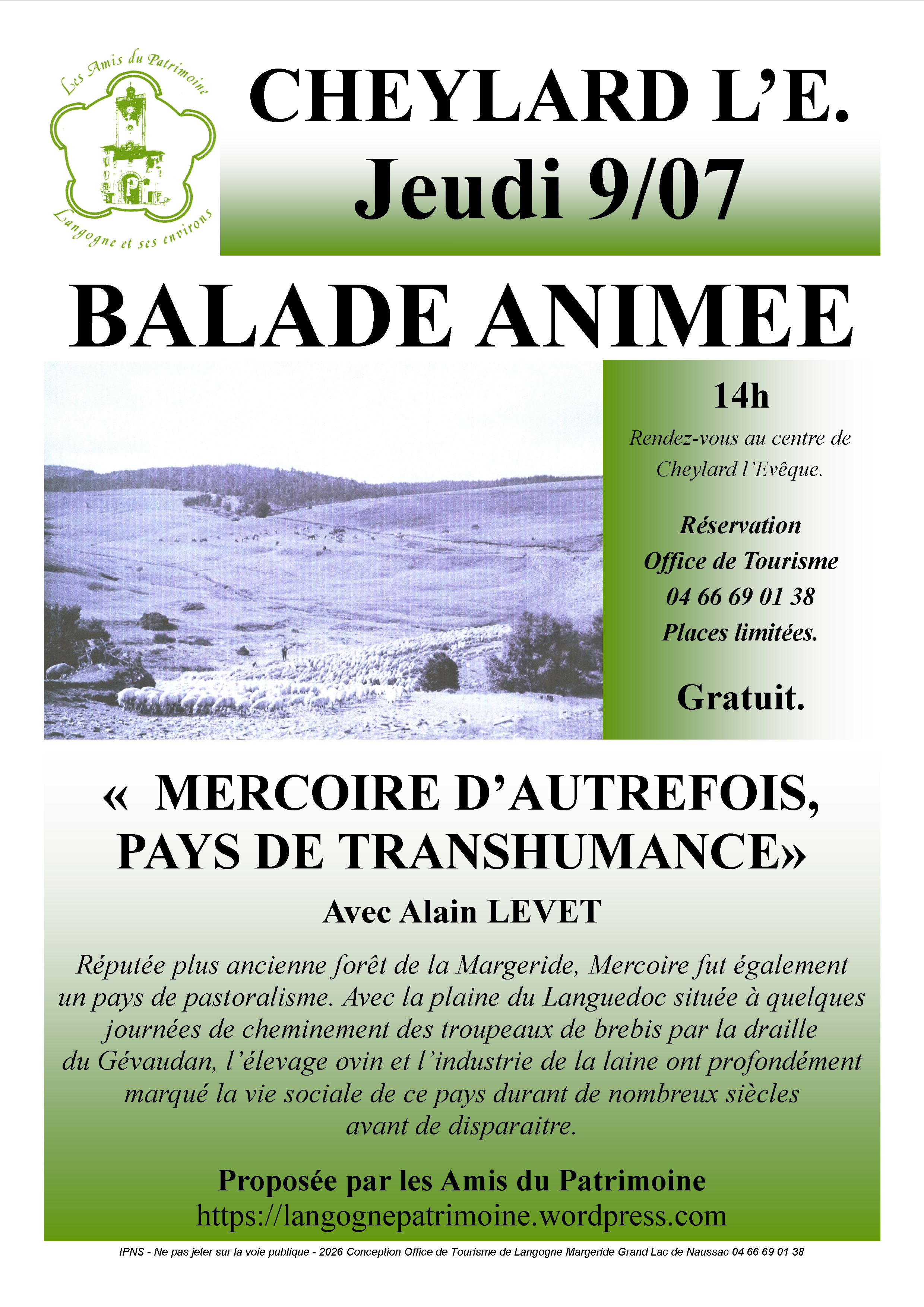 Affiche de la balade Mercoire d'autrefois, le 9 juillet à Cheylard l'Évêque
